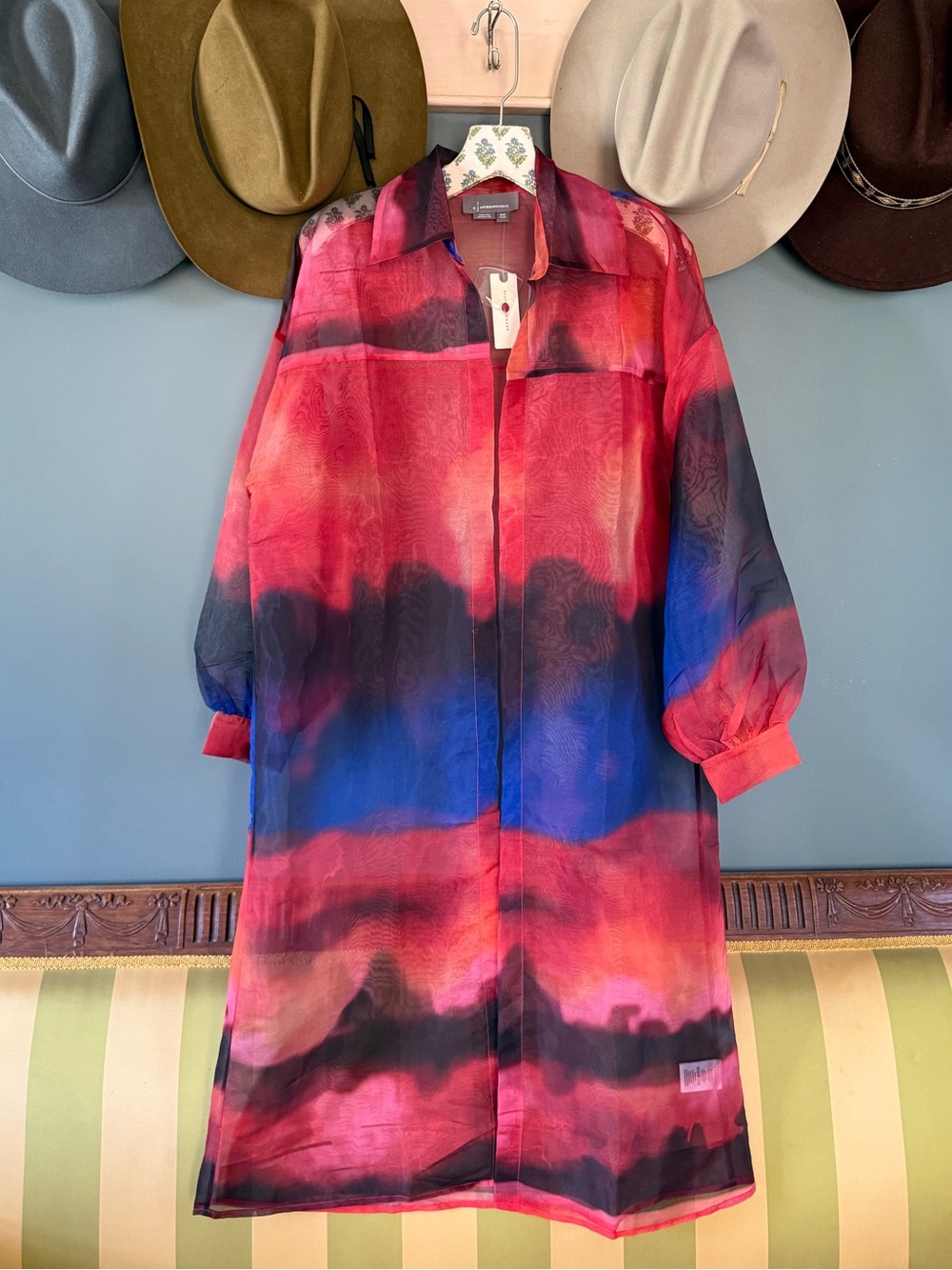 Anthropologie NWT Sheer Printed Kimono one size